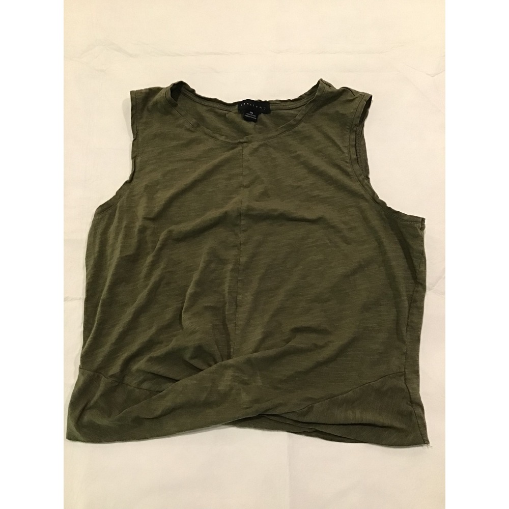 Sanctuary Olive Green Twist Front Sleeveless Knit Tank Top XXL Slub Texture - Picture 1 of 3